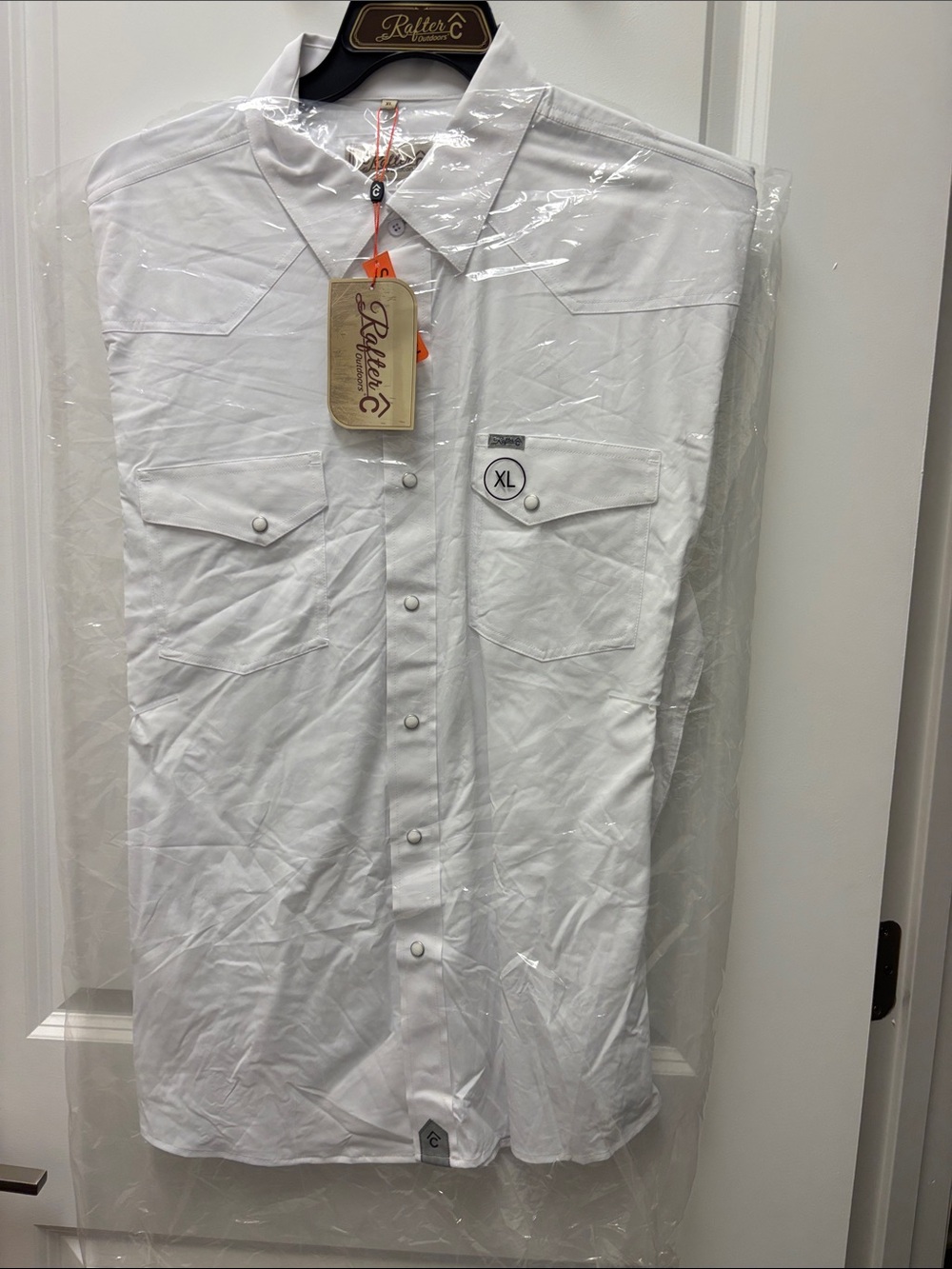 Men’s White Western Snap-Front Shirt - XL